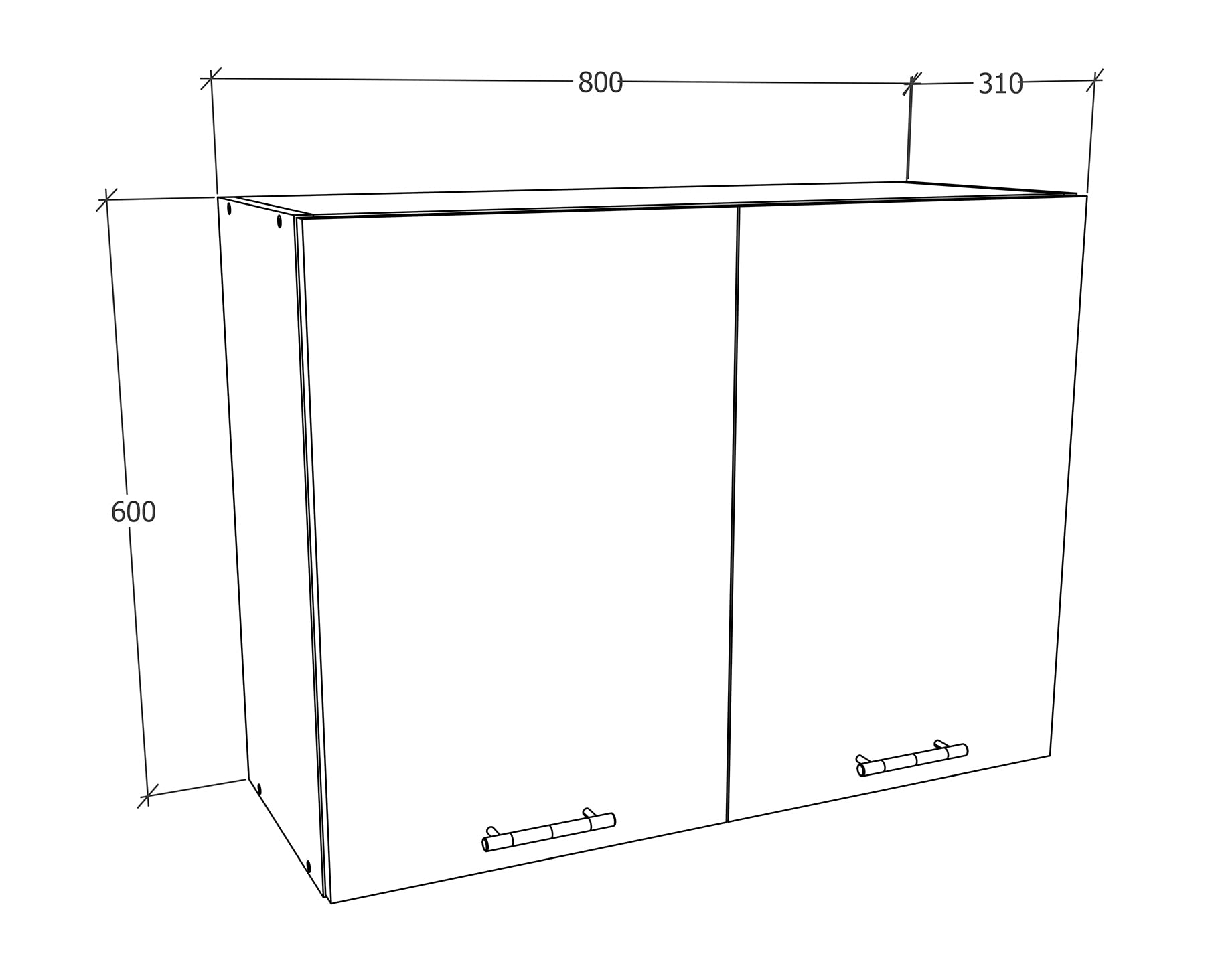 VCM Armoire de Cuisine Suspendue - Dimensions : Environ 60 x 80 x 31 cm (H x l x P) - Armoire Suspendue avec Deux Compartiments - Meuble de Cuisine - Esilo Blanc/chêne Sonoma
