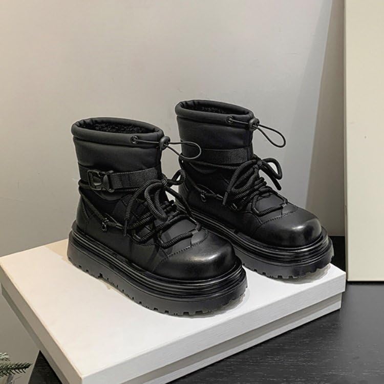 Women's mid-rise boots, lace-up snow boots, women's non-slip platform winter outdoor boots4