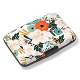 Atufsuat Credit Card Holder, Mini Aluminum Card Wallet RFID Blocking Slim Metal Hard Card Case for Women Men, Colorful Flowers