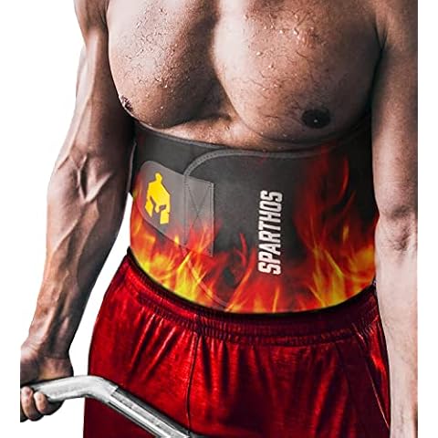 Sparthos Waist Trimmer Belt - Neoprene Waste Trainer Trainers Band for Workout, Sweat and Lose Stomach Fat - Sweet Burning Sauna Slimming Effect - Belly Tummy Weight Loss - for Men and Women (L) Cover