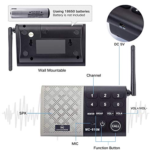 eMACROS Portable Wireless Intercom System 1000 feet Full Duplex Intercom System for Home and Office,Room to Room Intercom, Home Communication System - Thumbnail 7