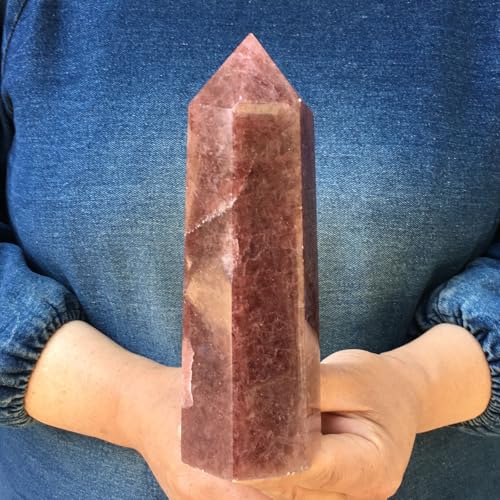Piedra de fresa en obelisco de cuarzo de 1500g para canalizar calma en tu estudio 7