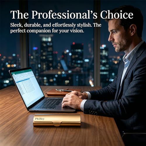Image of Philley Aluminum Ultra-Light Eyeglasses Case Hard Shell Nearsighted Glasses Case for Women & Men