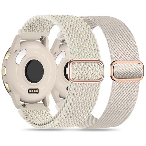 Laband 22mm Braided Stretchy Nylon Watch Band Compatible With Garmin Vivoactive 4/Venu 2/Venu 3/venu 4 45mm/Forerunner 570 47mm/265/255 Music,Quick Release Loop Elastic Soft Strap Replacement Women