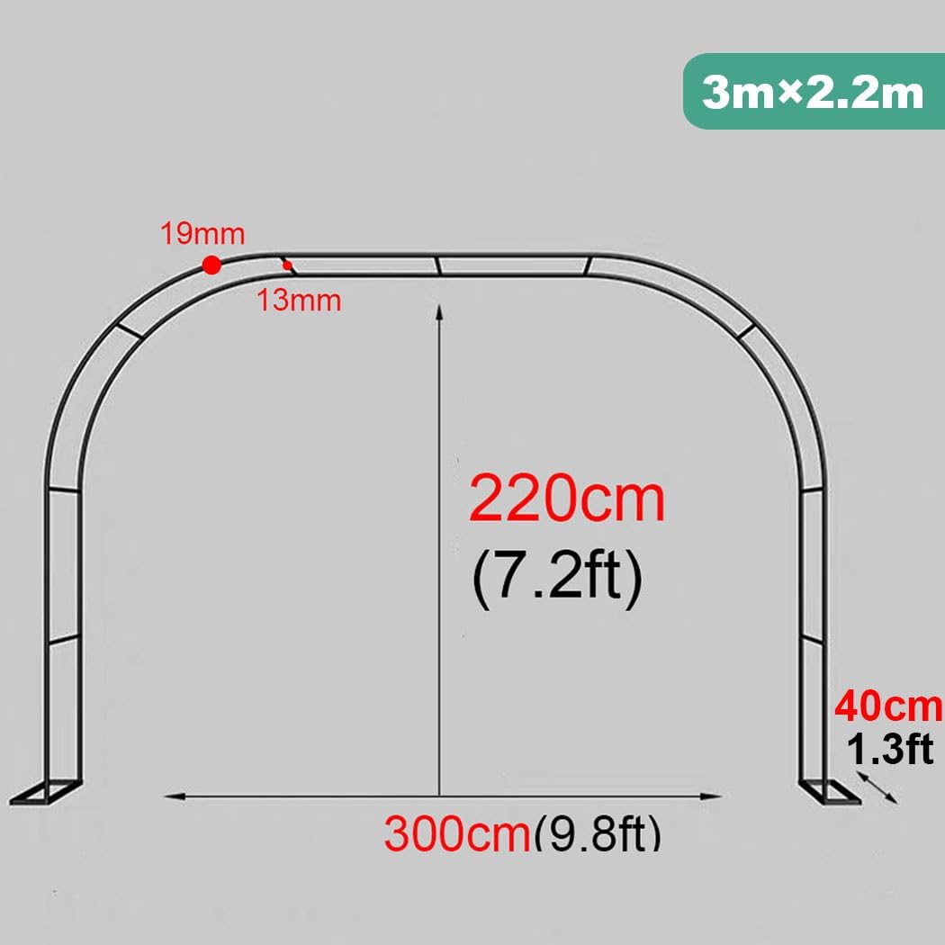 Metalowa kratka ogrodowa do roślin pnących, łuk 19 mm, 2 m x 2,3 m, do samodzielnego wykonania, do użytku na zewnątrz i wewnątrz, idealna na wesela, imprezy i do dekoracji