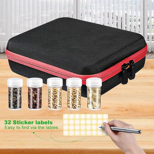 Image of 60 Slot Seed Organizer Storage Box with 10PCS Seed Envelopes, Sturdy Plastic Storage Containers, Label Stickers, Funnel for Flower, Vegetable Plants Garden
