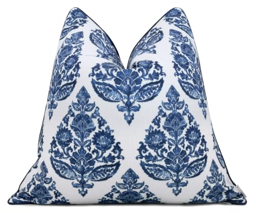 MANOJAVAYA Damask Floral Buta Throw Pillow Cover 20x20, Navy by MANOJAVAYA - Used condition - US$21.84