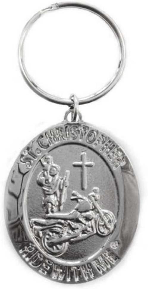 St. Christopher Ride with Me Motorcycle Medal Keychain BH010