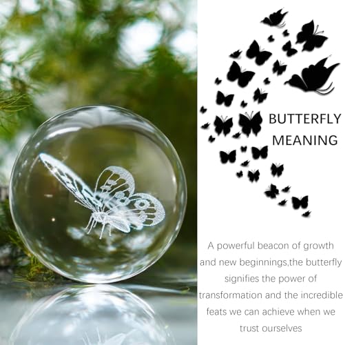 Hdcrystalgifts 3D Laser Butterfly Crystal Ball Paperweight Glass Sphere Figurines Decorative Balls Gift thumb #3
