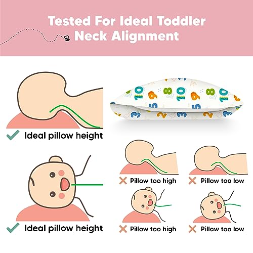 Image of Toddler Pillow with Pillowcase, 13x18 My Little Dreamy Pillow (Dino123) | Kids Travel Bed Pillow for Sleep, Organic Cotton Small Pillowcase, Soft, Breathable, Machine Washable, Toddlers 2-5 years old