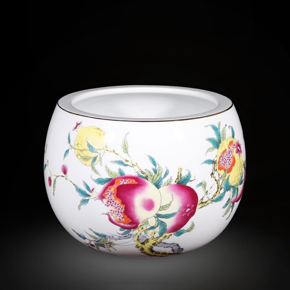 asdchZen Jingdezhen Ceramics Flower Pots Pastel Porcelain Vase Ornaments Fortune Gathering Housewarming Gifts Decorations Entrance Fish Culture Hydroponic Flower Pots,C