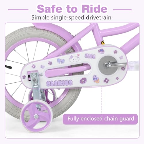 Image of Olakids Kids Bike, 12 14 16 18 20 Inch Girls Bicycle with Doll Seat Basket Adjustable Seat and Handlebar, Handbrake and Coaster Brake