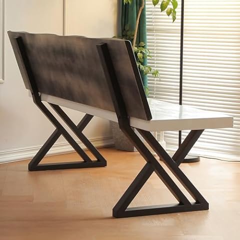 BOTAOYIYI Bench Legs 16 Inch Triangle Metal Chair Base Legs with Backrest Bracket Set of 2 DIY Project Suit for Butcher Block countertop, Wood Slab Bench Outdoor, Indoor (W 17.7" x H16) Cover