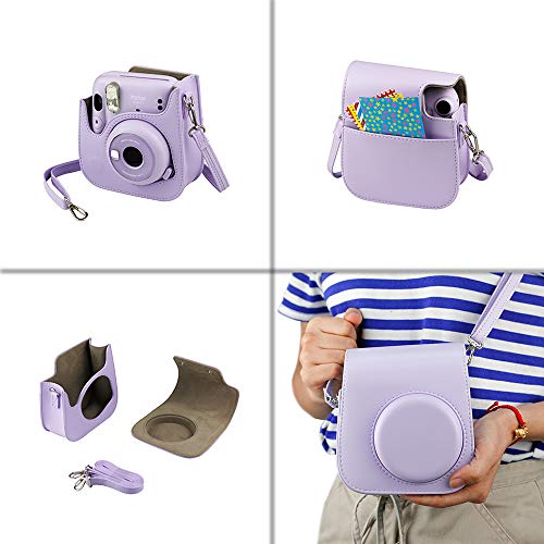 51DfSVtcZkL Fujifilm Instax Mini 11 Instant Camera + Fujifilm Instax Mini Twin Pack Instant Film (16437396) + Single Pack Rainbow Film + Case + Travel Stickers (Lilac Purple) - Image 8