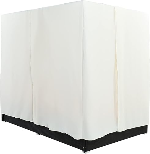 Miniatura 8 de Quarte Tumbona de mimbre para patio al aire libre con toldo de cuatro carascortinas superiorcojinesasientos ajustables, estilo romántico elegante