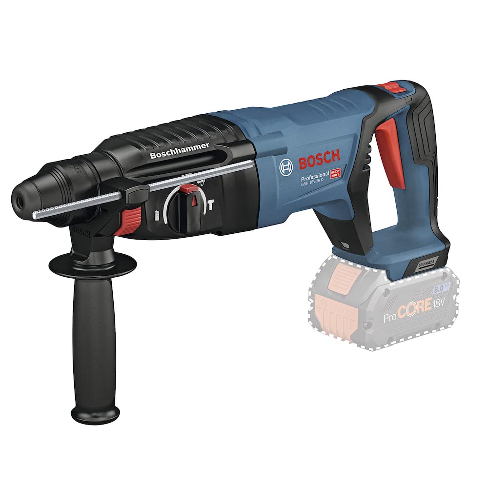 Bosch Professional 18V System martillo perforador a batería GBH 18V-26 D (incl. empuñadura auxiliar, profundidad retráctil, paño de limpieza, sin batería/cargador)
