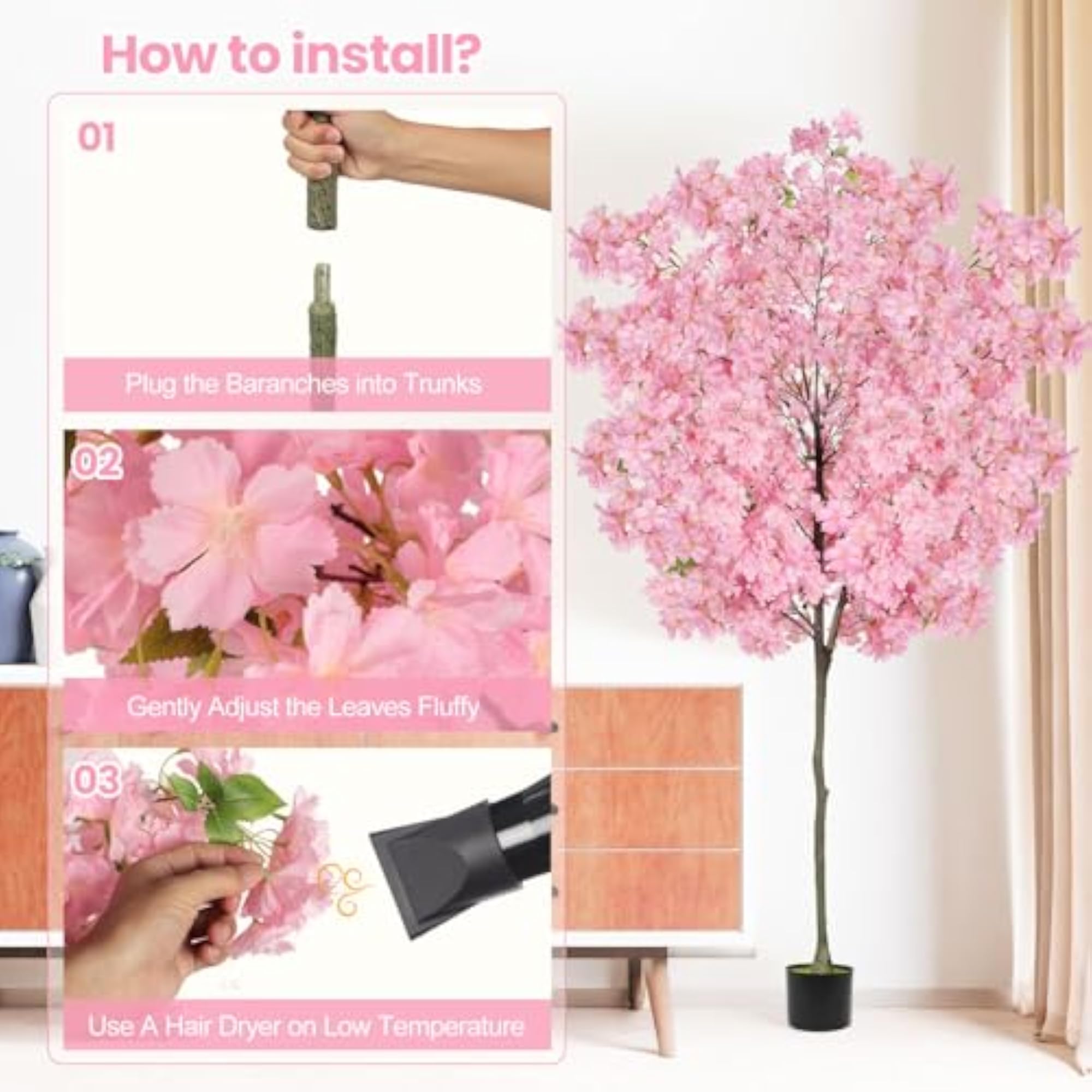 6Ft Tall Cherry Blossom Artificial Tree