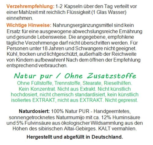 Mumijo Shilajit Altai Maumasil 360 Kapseln reines Naturprodukt