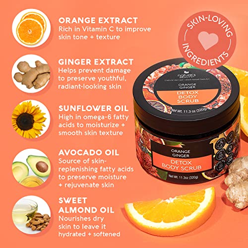 Nature's Beauty Orange Ginger Detox Body Scrub Multi-Pack - Gently Exfoliate, Awake & Cleanse Dull To Dry Skin, Made W/ Vitamin C, Sunflower + Almond + Avocado Oils, 11.3 Oz (2 Pack) #TOP1