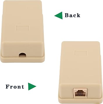 Phone Jack Surface Mount Single Port Telephone Jack Box 4 Screw Terminals to 1 RJ11 6P4C Female 2pack Ivory