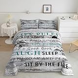 Feelyou Lake House Comforter Set Fishing Bedding Set for Kids Boys Girls Camping House Duvet Set Wooden Stripes Texture Inner Fill Comforter 1 Comforter Set with 2 Pillowcases Queen Size