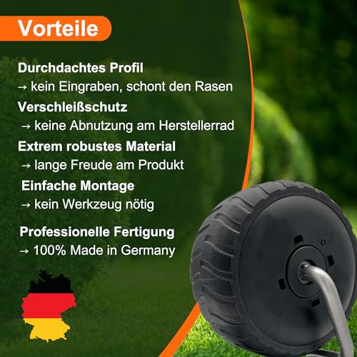 2er Radschutz für Worx Landroid L1500, L2000, WR155E, WR153E... Frontrad Profil Erhöhung Überzug - robustes Profil Tuning - Traktionsverbesserung Made in Germany – Bild 4