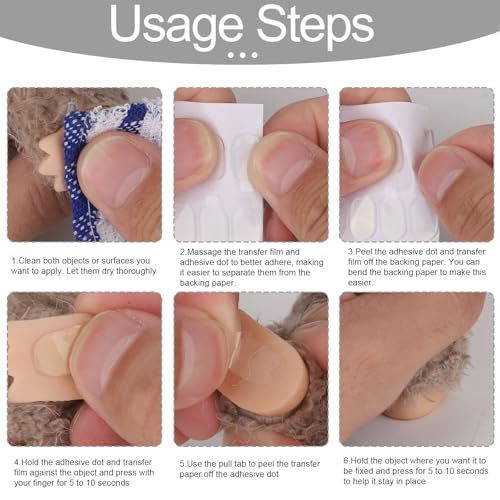 300stk Doppelseitige Klebepunkte mit Abziehtabs, 1,3x0,9cm Abziehbar Acryl Klebeknete Wasserdicht Montagekitt für Fotos Poster Festdekoration (Transparent)