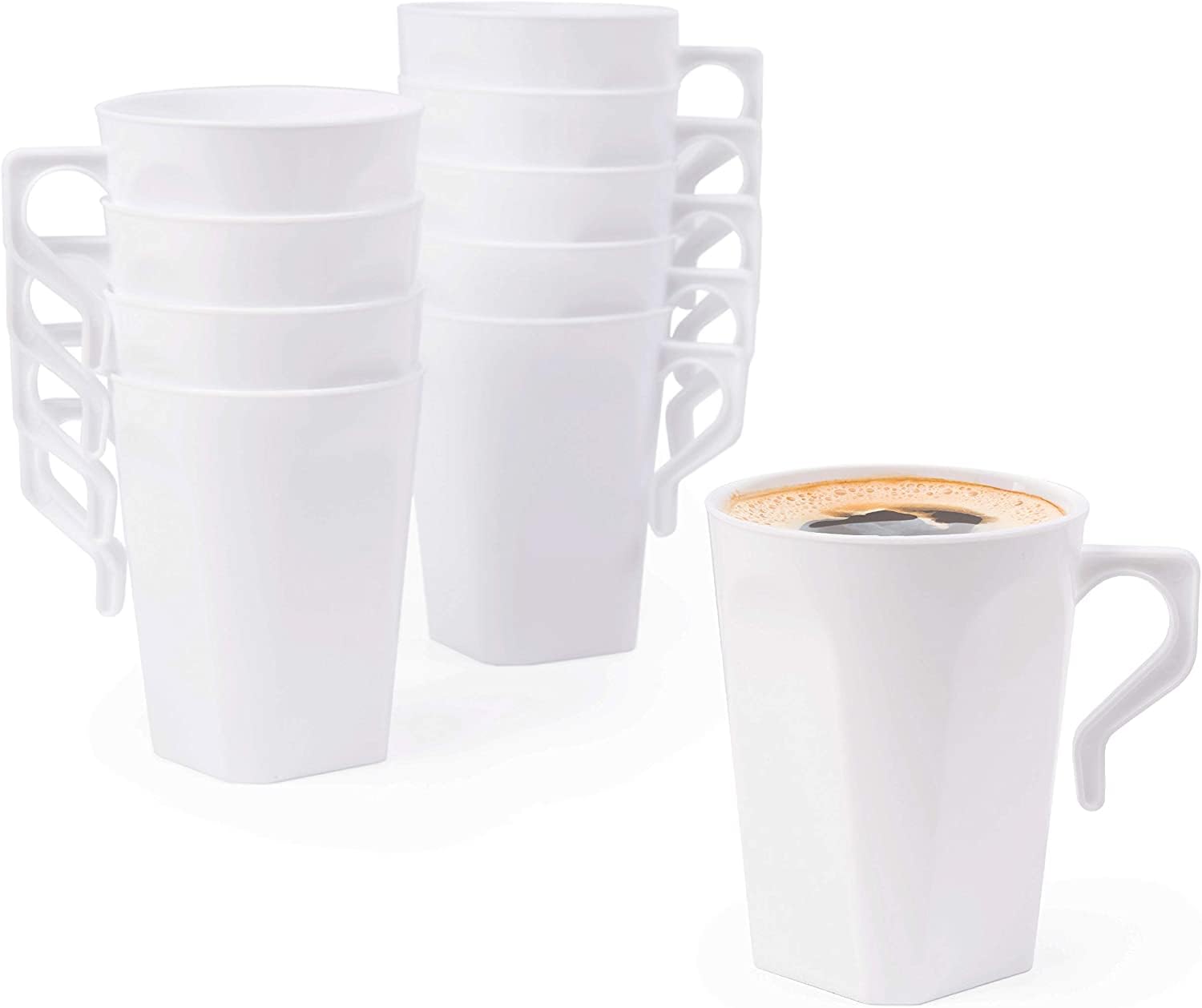 MATANA 50 Gobelets Café en Plastique Dur, Mugs à Café, Tasses à Café, 240ml - Empilable, Solide & Réutilisable - Camping, Fêtes & Événements en Plein Air