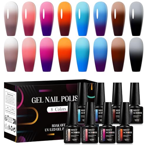 Set de 8 esmaltes de uñas gel cambio de color MEET ACROSS miniatura 1