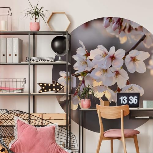 Tapete Fototapete Vlies Vliestapete Rund Kirschblütenzweig Schlafzimmer...