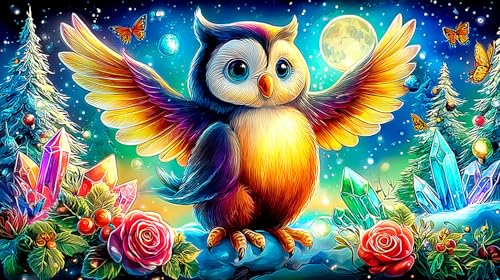 Puzzle de 1000 piezas para noches de juegos familiares con diseño de búho de 75x50cm