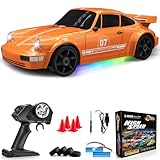 LFOLUSU Remote Control Car RC Drift Car 2.4GHz 1:24 4WD 15KM/H High Speed Racing Sport Car with LED Lights Drifting Tire Racing Sport Toy for Adults Boys Girls Kids Gift 2Pcs Rechargeable Batteries
