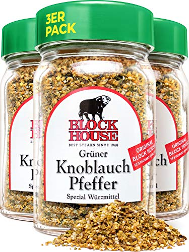 Block House Grüner Knoblauch Pfeffer 3x 50g Gewürzmischung - im Glas in Restaurantqualität