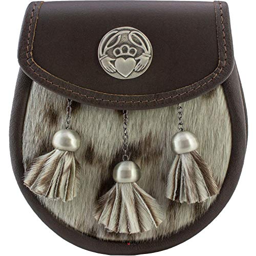 Sporran Irlandais Claddagh I LUV LTD en fausse fourrure et étain avec chaîne
