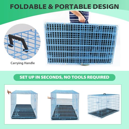 Image of BestPet | Dog Crate | 18 inch | Blue | Foldable Metal Kennel with Single Doors