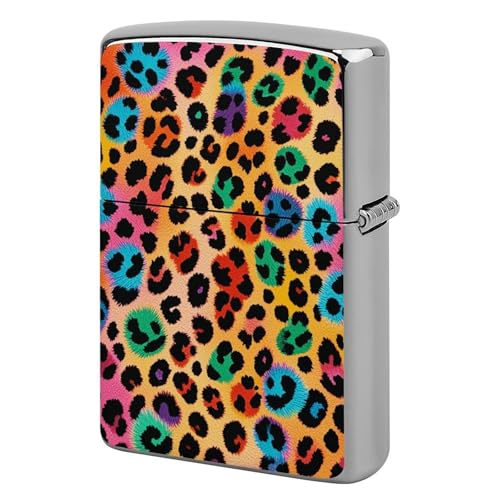 Funda protectora para encendedor de leopardo colorido, funda protectora personalizada de doble cara para encendedor de graffiti, elegante funda de encendedores de metal para hombres y mujeres