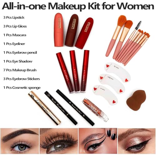 Image of UNIFULL 190 Colors Makeup Pallet,Professional Makeup Kit for Women Full Kit,All in One Makeup Sets for Women&Beginner,include Eyeshadow,Lipstick,Compact Powder,Eyeliner,Concealer(004-Black)