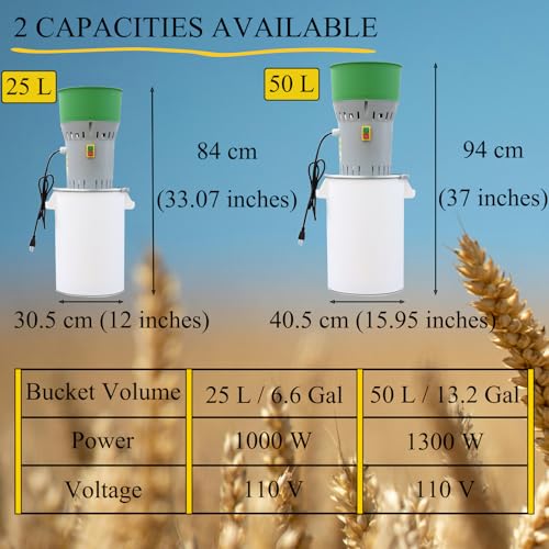 Image of Grain Mill Grinder Agricultural Feed Grain Mill Grinder for Wheat Corn Soybean for Home Farm 6 Sizes Sieves (50L)