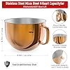 6QT Stainless Steel Mixer Bowl for Kitchenaid Stand Mixers, Kitchen Aid Mixing Bowl for 6QT Lift Mixer with Handle Copper