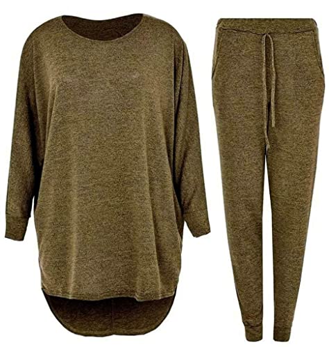 Preisvergleich Produktbild Damen-Trainingsanzug-Set, Oberteil und Hose, lässig, Loungewear, Sweatshirt, Jogginghose, camel, 13 Jahre