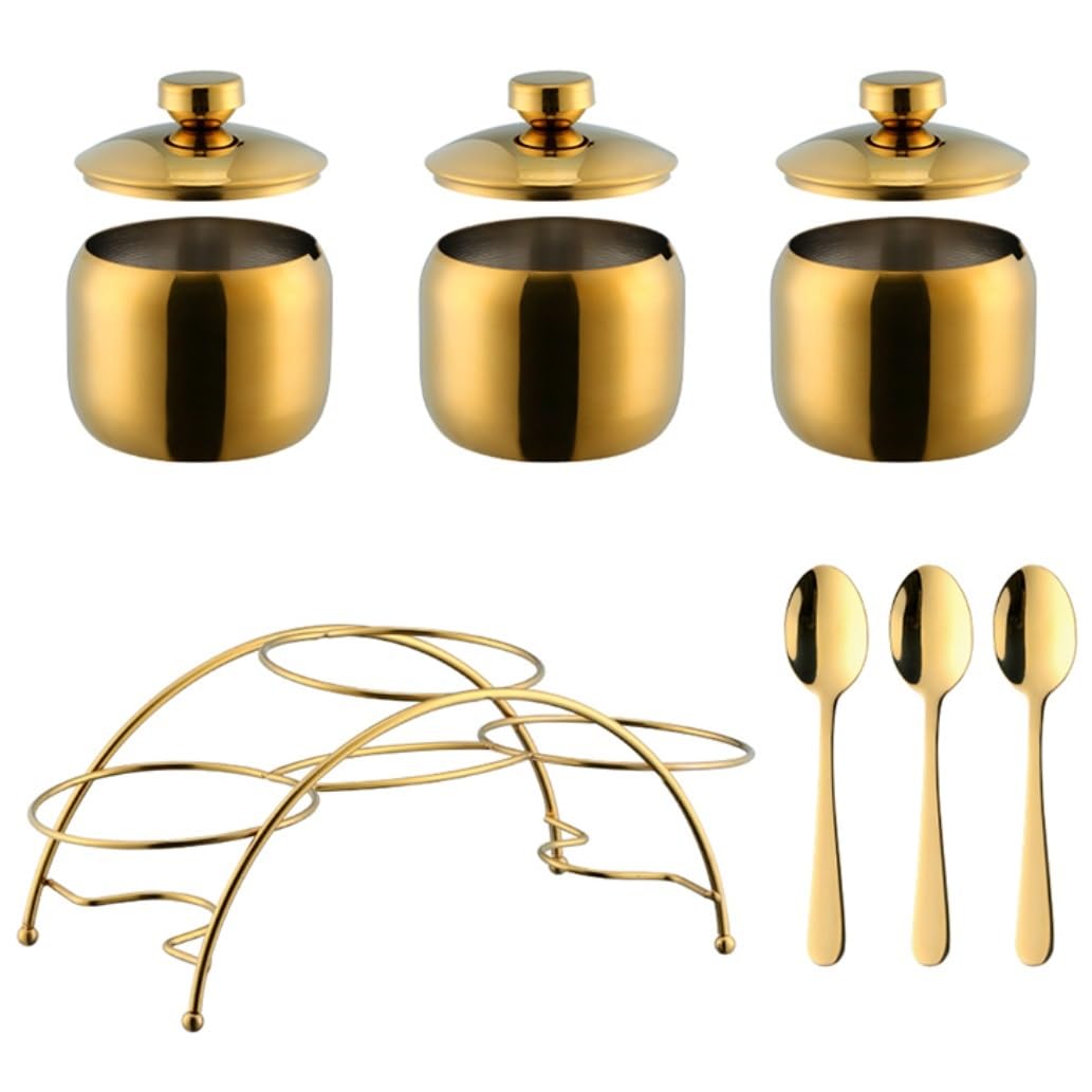 Gewürzgläser Gewürzbehälter Gewürz-Organizer-Set Aus Edelstahl, Gläser Mit Deckel Und Löffel, Gewürzaufbewahrung Und Gewürzbehälter Zuckerdose Gewürzdosen Set (Color : A)