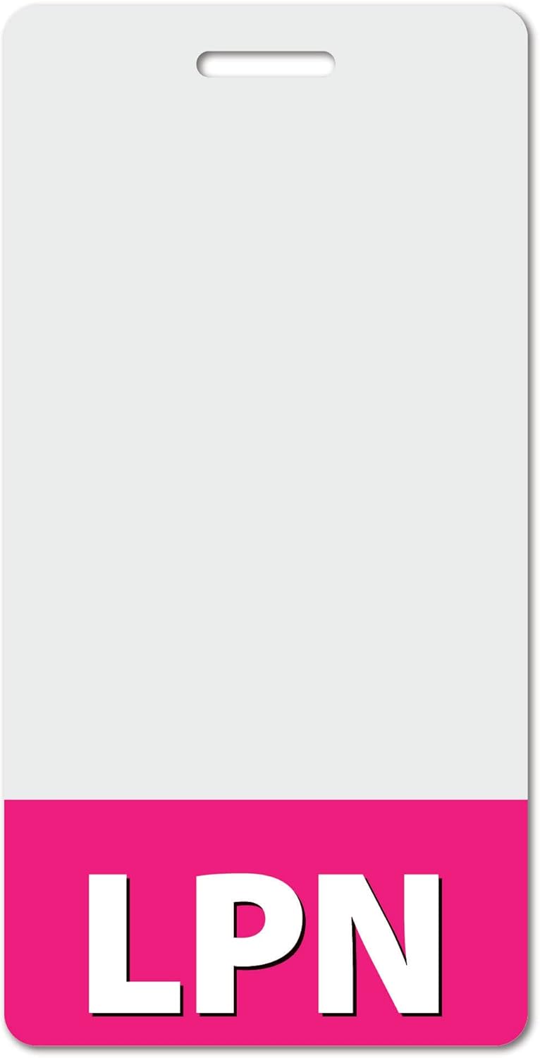 LPN Heavy Duty Vertical Red (20 Pack) - Spill & Tear Proof Cards - 2 Sided USA Printed Quick Role Identifier ID Tag Backer by BadgeZoo