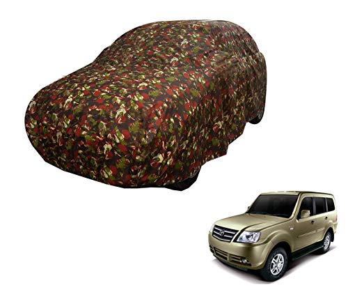 Image of Auto Hub Car Cover Compatible with Tata Sumo Grand with Weather Proof, Triple Stitched, Sumo Grand Car Cover Jungle Look