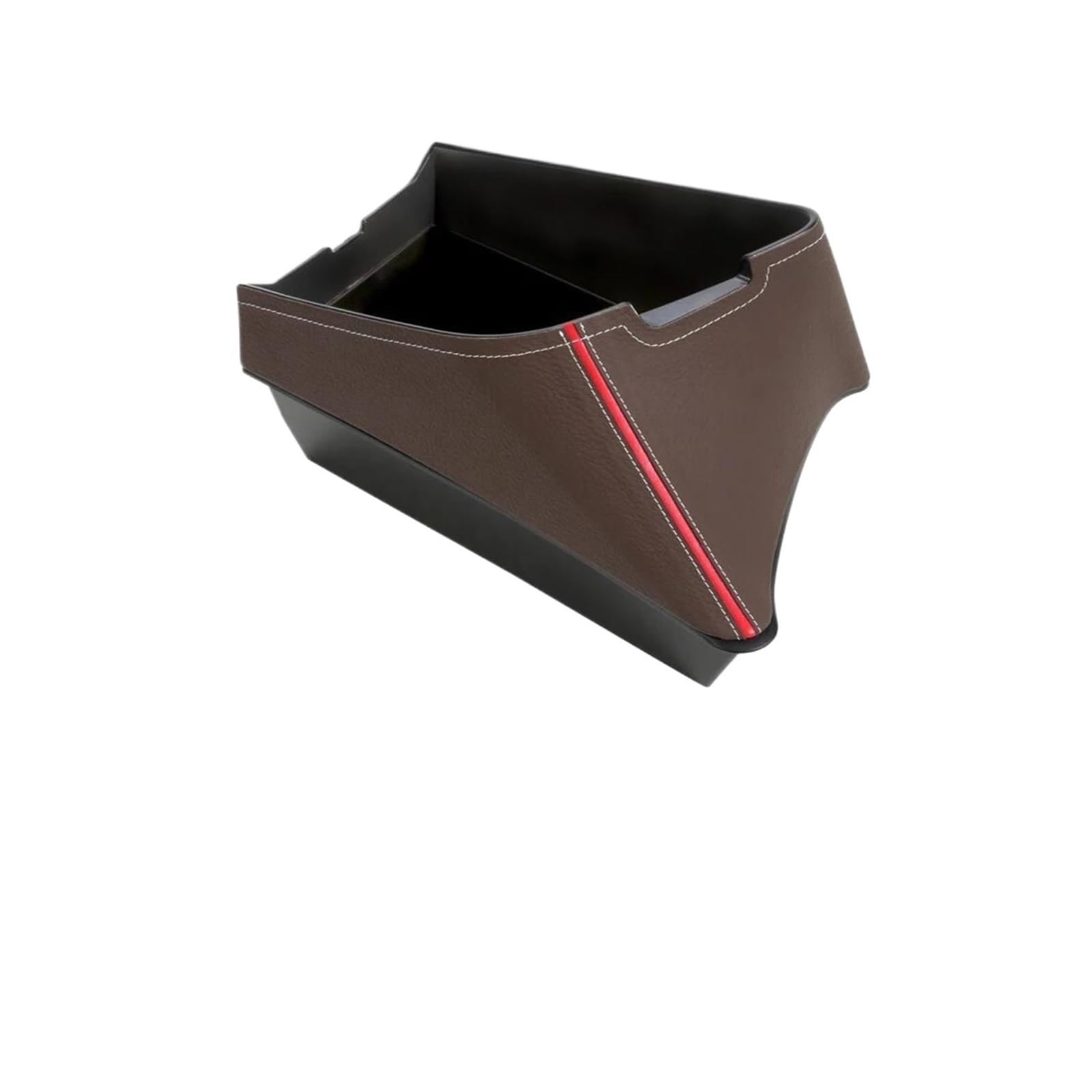 Storage Container Organizer Tray Interior For X1 F48 X2 F39 16-21 Car Accessories LHD Car Central Seat Armrest Box Console(BrownLeather RedEdge)