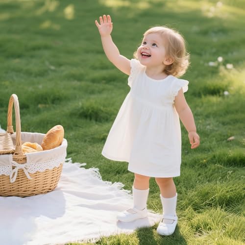 image for Felix & Flora Soft Sole Leather White Baby Shoes - Infant Baby Walking