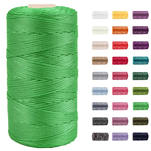 CAMAL Hilo Macrame 1,5mm Lanas para Crochet 200m Cuerda Macrame de Nylon Hilo de Ganchillo Cuerda de Hilo para Crochet, Bolsa de Ganchillo, Plantas Decoración (Verde Fruta)