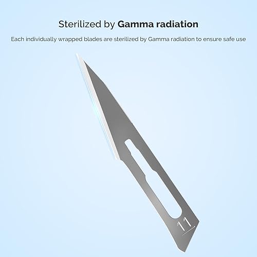 Miniatura 6 de JMU 100 cuchillas de bisturí estériles #11, cuchillas quirúrgicas desechables de acero inoxidable, envueltas individualmente en papel de aluminio
