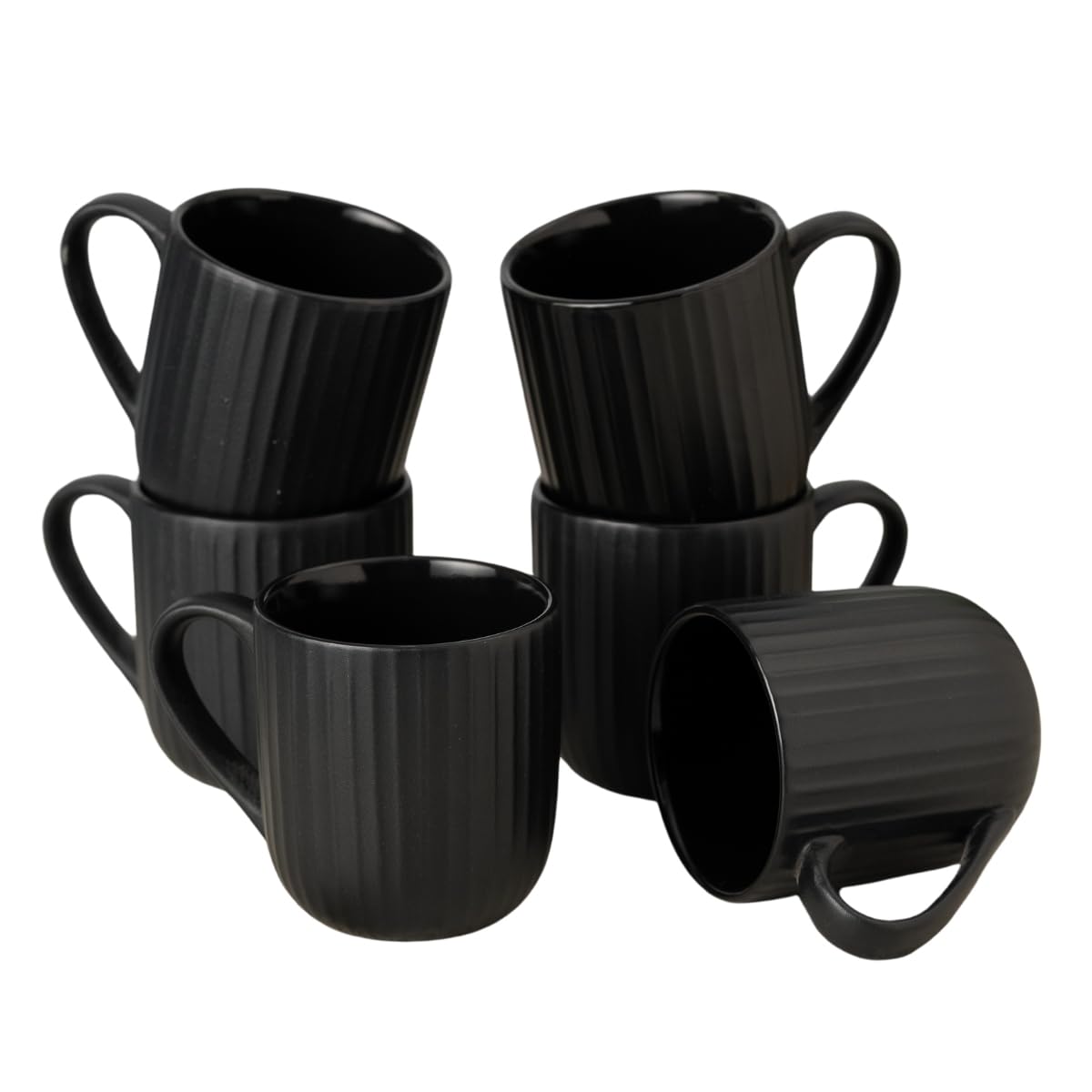 Clay Craft Fine Ceramic Linea Black Coffee Mug Set of 6, Cups for Tea & Coffee, Mug Set, Gift Set, Elegant Design for Home and Kitchen and Can Be Gifted to Your Loved Ones On Any Occassions 1
