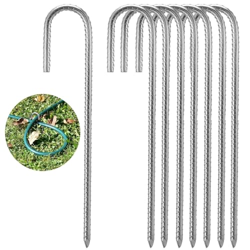 Mejores precios y opiniones de Valla gallinero favoritos de las personas. 37 LalaKoo - Juego de 8 estacas de acero galvanizado para jardín, cama elástica, valla de perro, gallinero