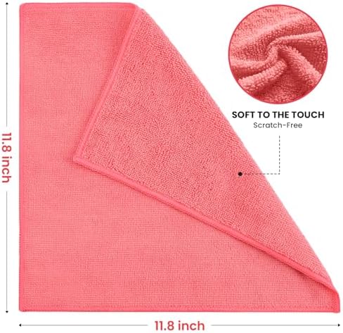 SIFANGKE Microfiber Cleaning Cloth, 12 Pack Assorted Color Cleaning Rags for Housekeeping, Colorful Reusable Microfiber Towels for Car, Kitchen, Bathroom and Household Cleaning Supplies, 11.8"X11.8"